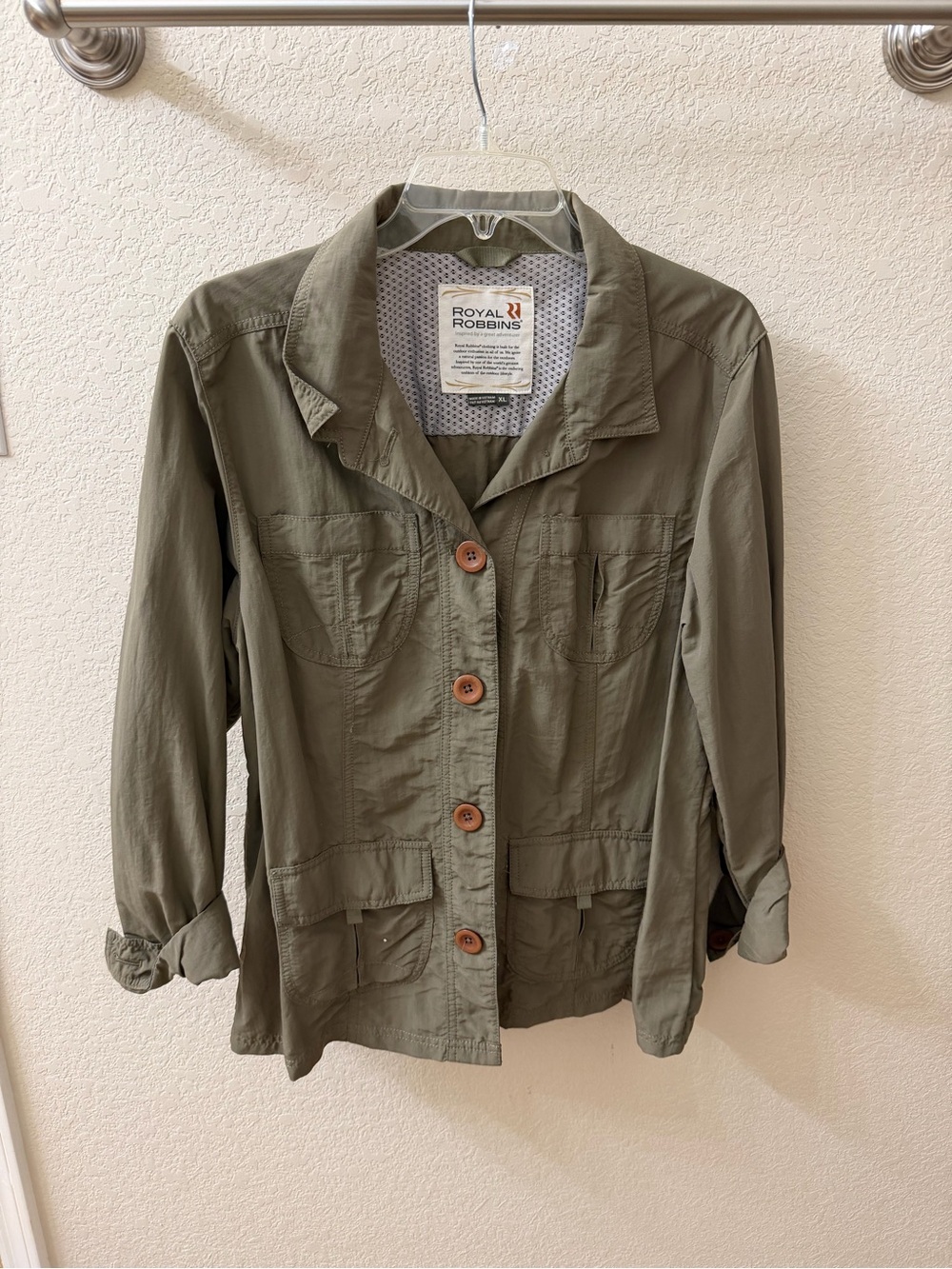 Royal Robbins Olive Green Utility Jacket with Button Front